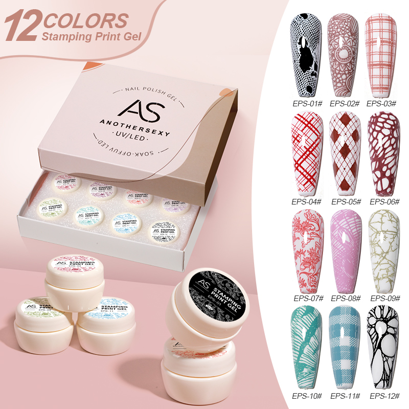 Nail Art Stamping Kit - Набор гель-лаков для штамповки ногтей, черный,