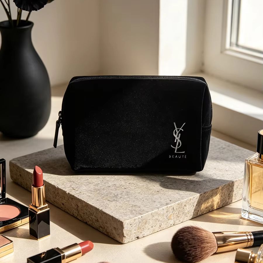 Ysl Beauty Makeup - Сумка YSL черная с принтом, косметичка,