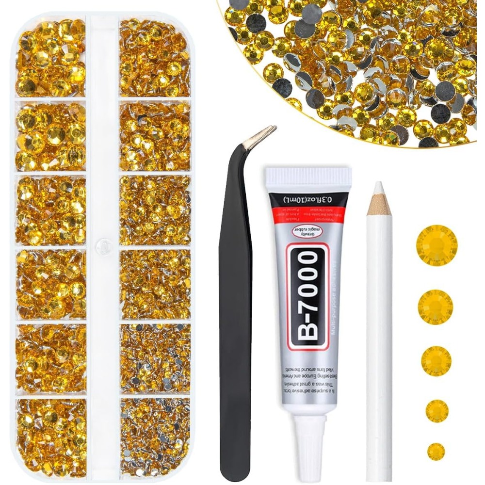Beauty Gems Makeup - Золотисто-желтые кристаллы-стразы с плоским дном для