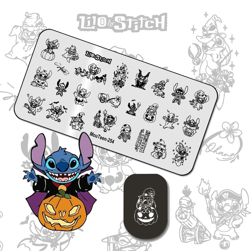 Nail Art Stamping Kit - MouTeen-254, большой размер, Хэллоуин, Disney Lilo