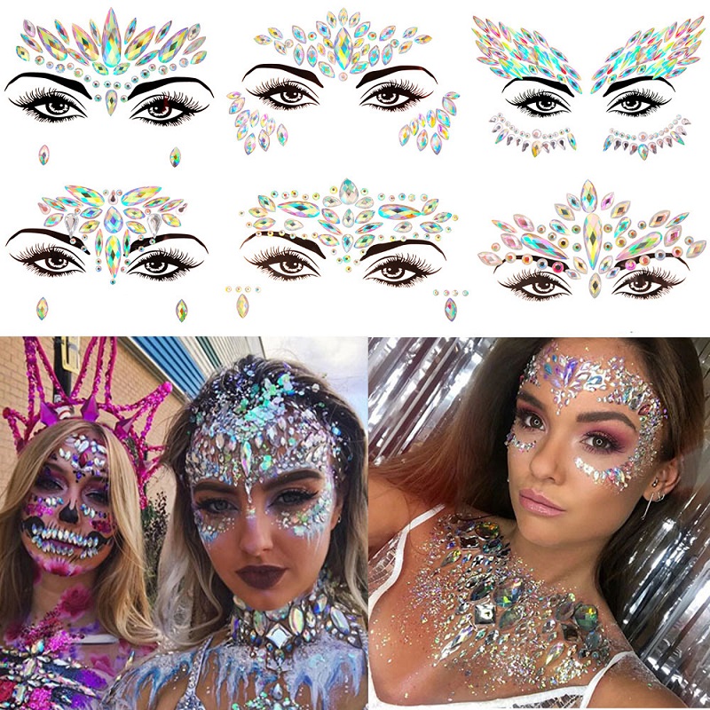 Beauty Gems Makeup - 3D-наклейки для лица со стразами: яркие