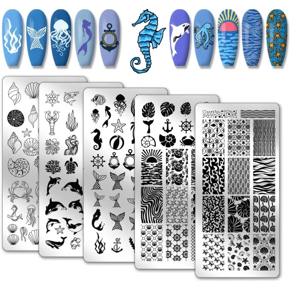 5 шт., тиснение ногтей на тему – обзор и цена Nail Art Stamping Kit