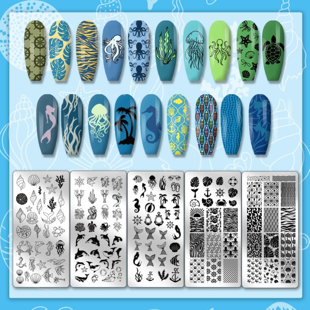 5 шт., тиснение ногтей на тему – обзор и цена Nail Art Stamping Kit